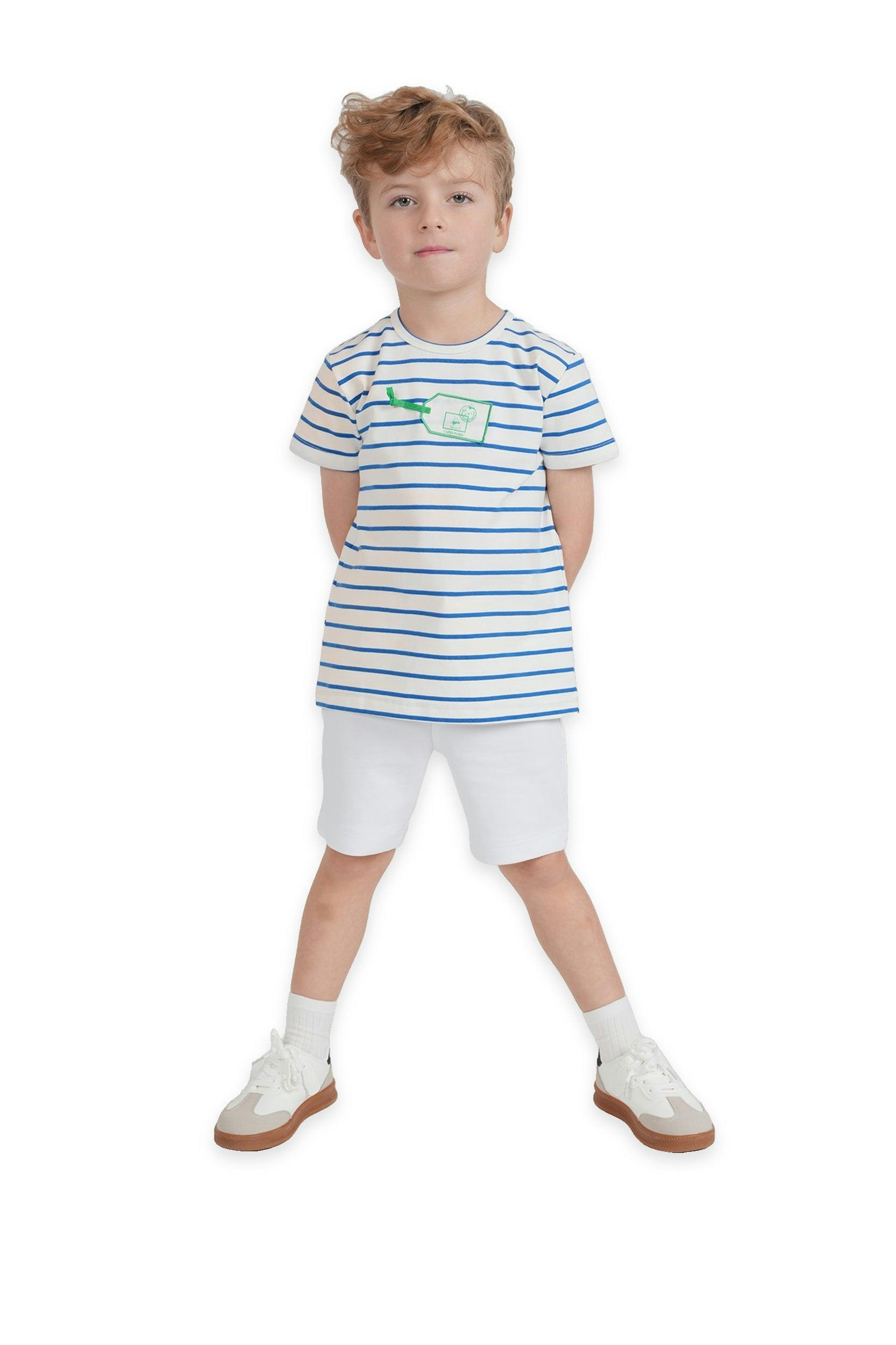 Striped Tag Applique Tshirt
