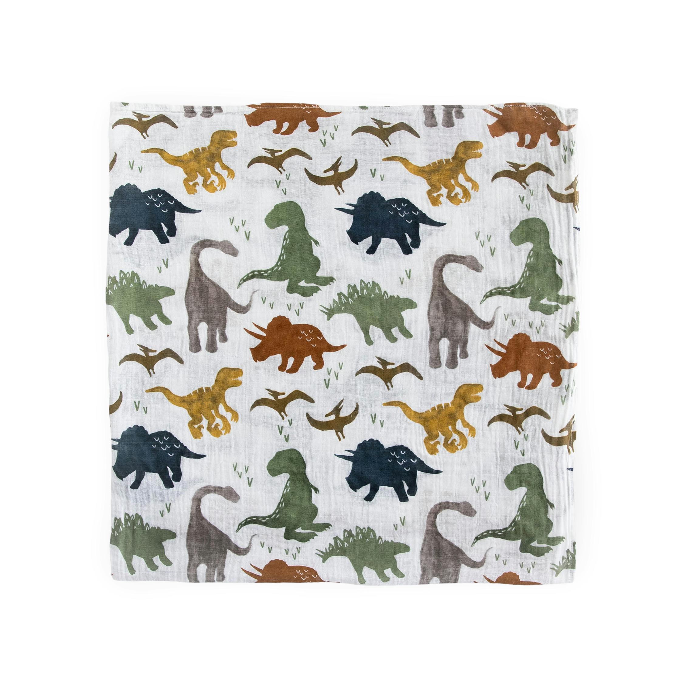 Cotton Muslin Swaddle Blanket 3 Pack - Dino Friends 2