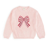 Candy Cane Sequin Bow Patch Christmas Sweater