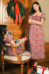 Mini Sunday Best Dress in Garnet Ribboned Garden