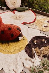Washable Rug White Daisy