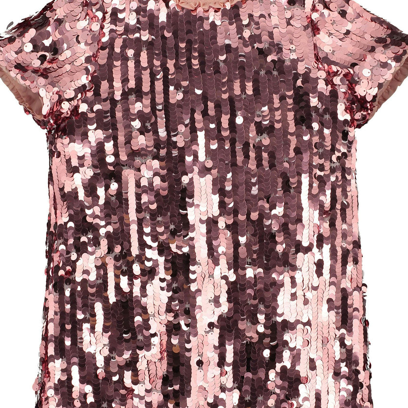 Coco Sequin Girls Party Dress, Blush Pink