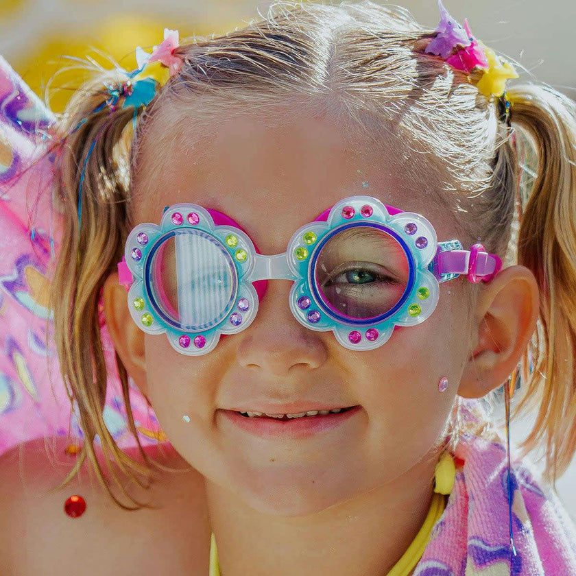 Blossom Blue Flower Youth Swim Goggle