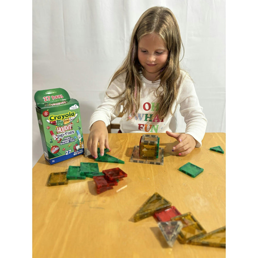 Crayola Holiday Glitter Mini PIP Magnetic Tiles 27-Piece