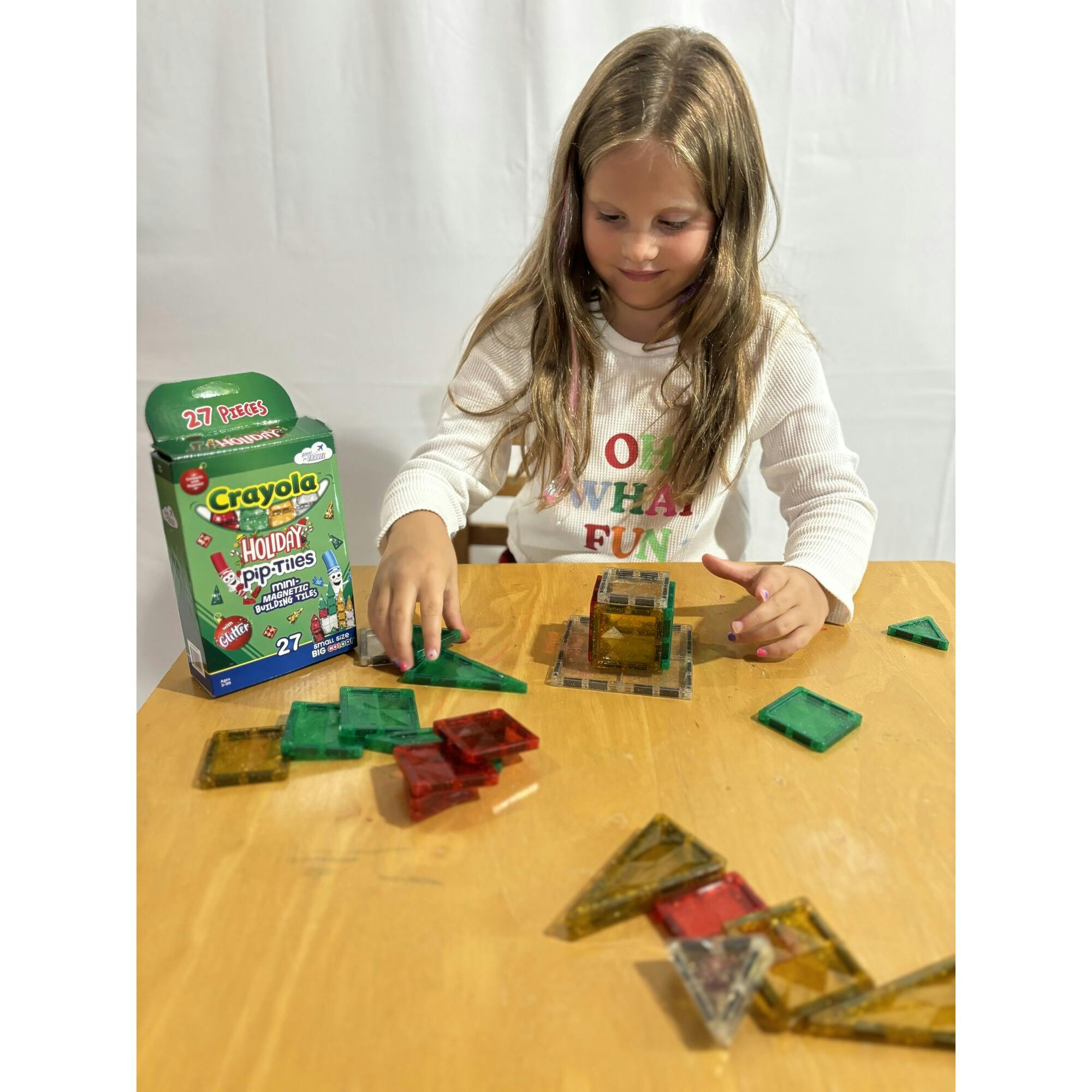 Crayola Holiday Glitter Mini PIP Magnetic Tiles 27-Piece
