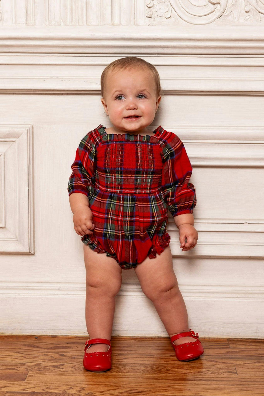 Baby Madeline Romper in Holiday Plaid