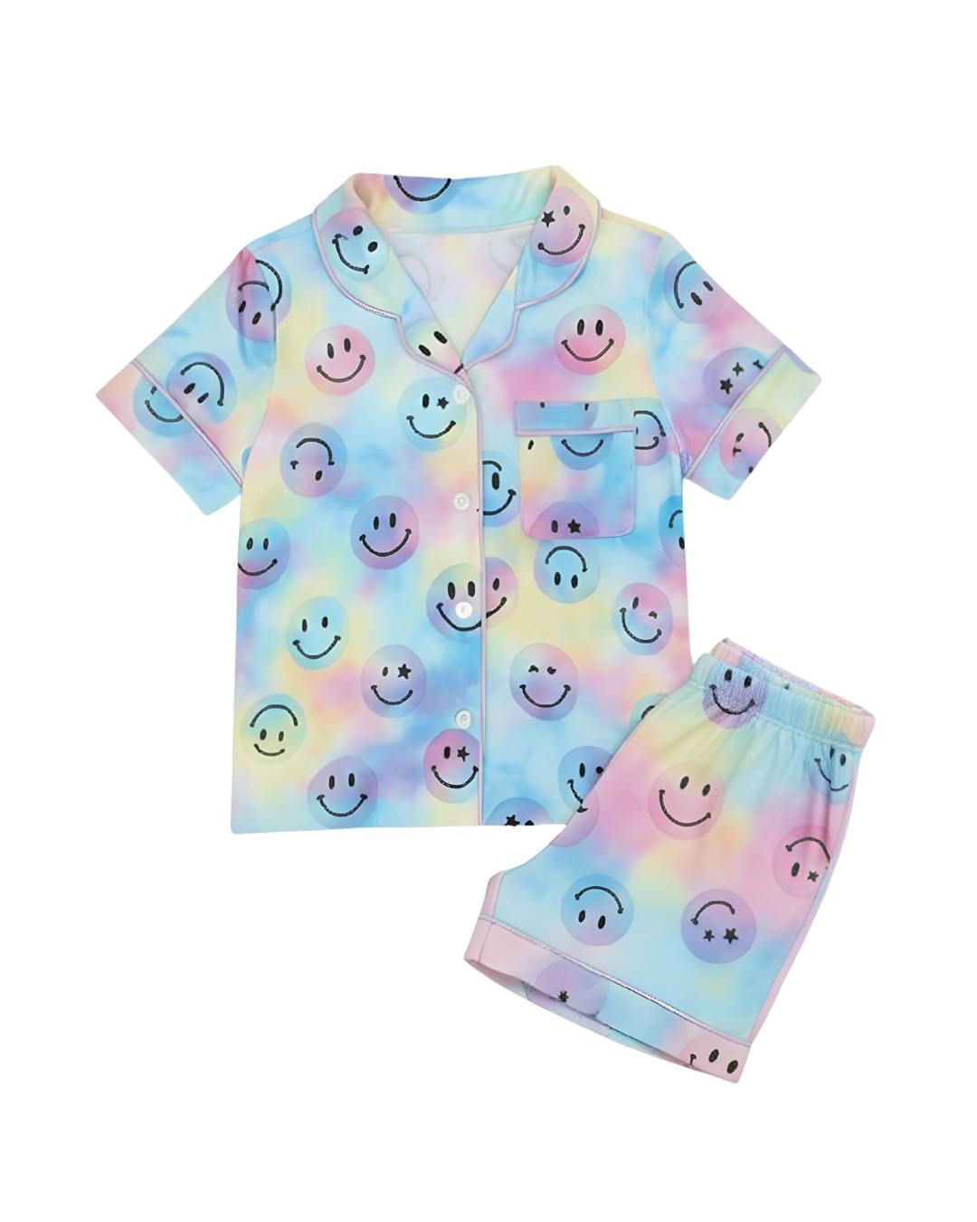 Smiley Face Jersey Short Sleeve PJ Set