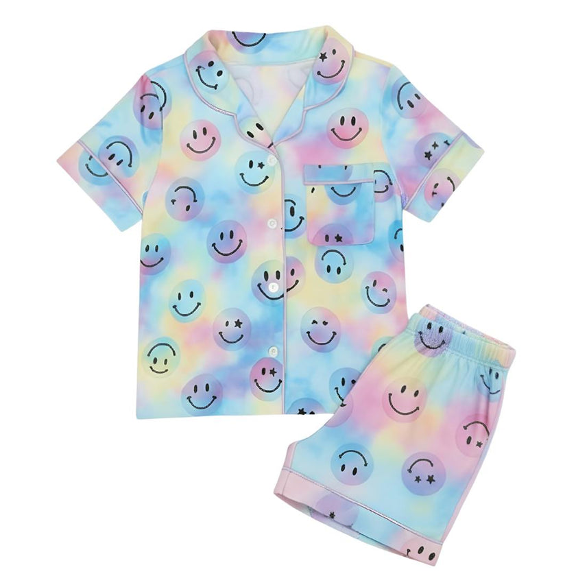 Smiley Face Jersey Short Sleeve PJ Set