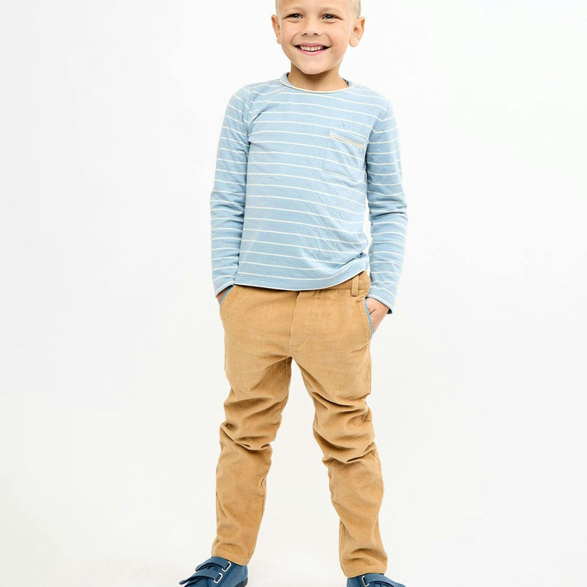 Edward T-Shirt, Dusty Blue Fine Stripe