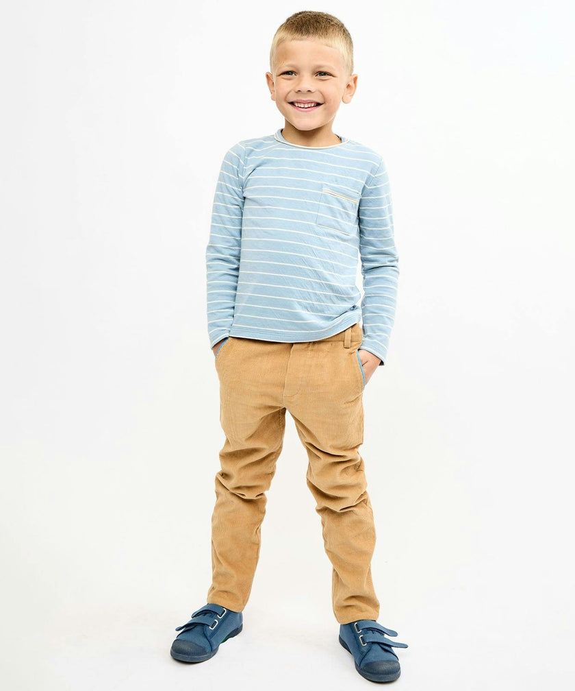 Edward T-Shirt, Dusty Blue Fine Stripe