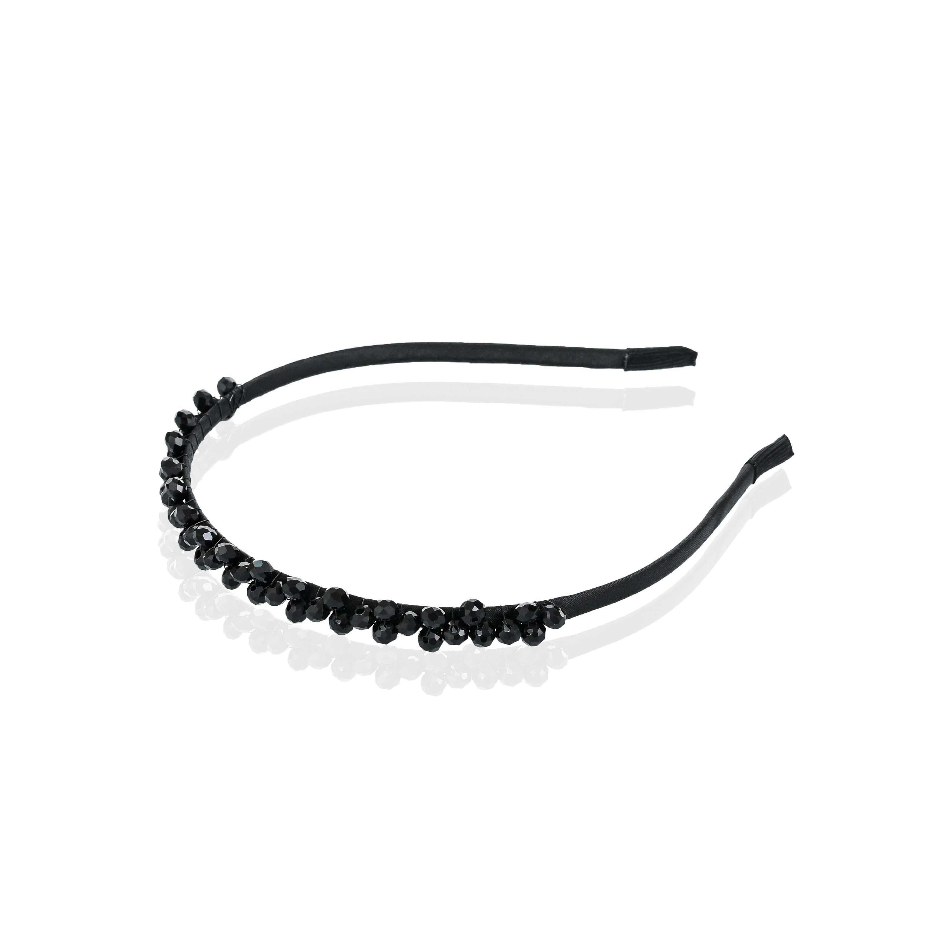 Black Beaded Edge Headband