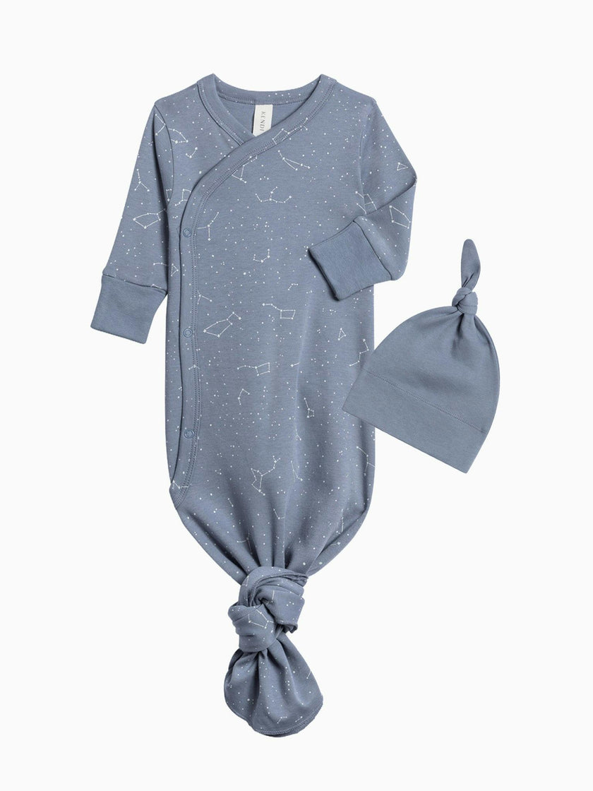 Organic Infant Boy Winter Gown and Hat Set