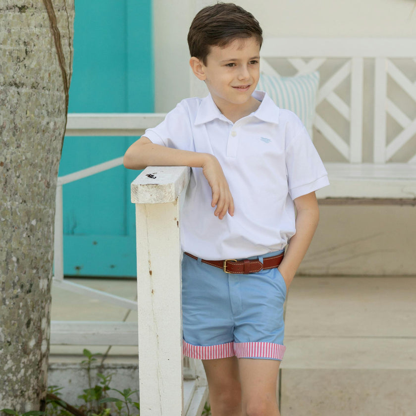 Wyatt Shorts in East Beach Blue with Sconset Stripe Cuffs