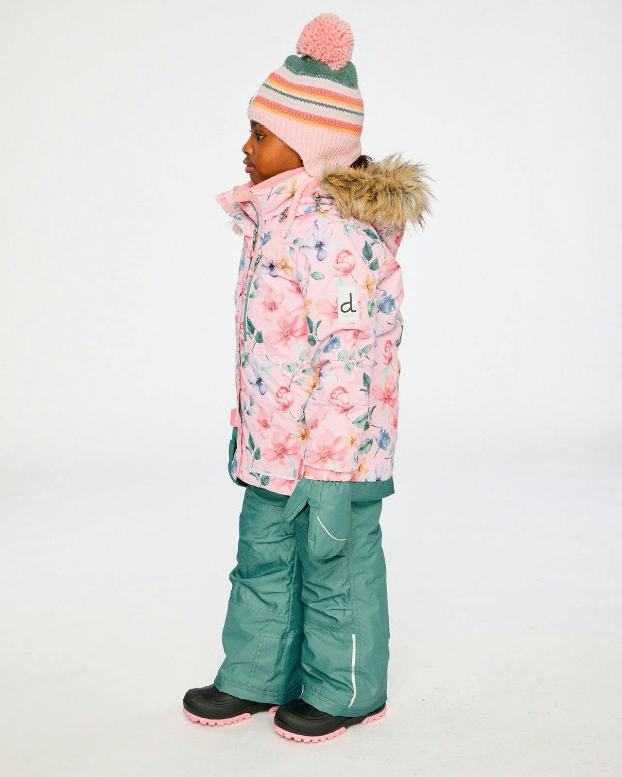 Two Piece Play Snowsuit Pink Vintage Floral Print