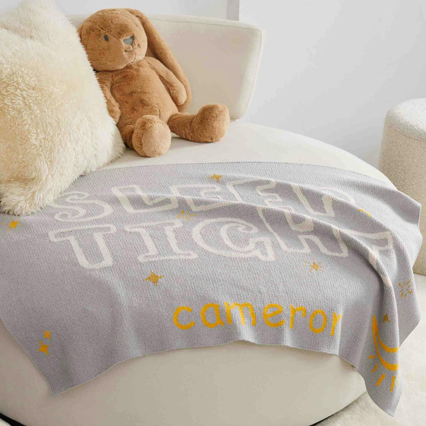 Custom Personalized Baby Sustainable Knit Throw Blanket - Sleep Tight