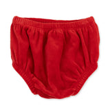 Velour Holiday Red - Puff Sleeve Dress with Tulle Overlay and Bloomer (up to 4T)