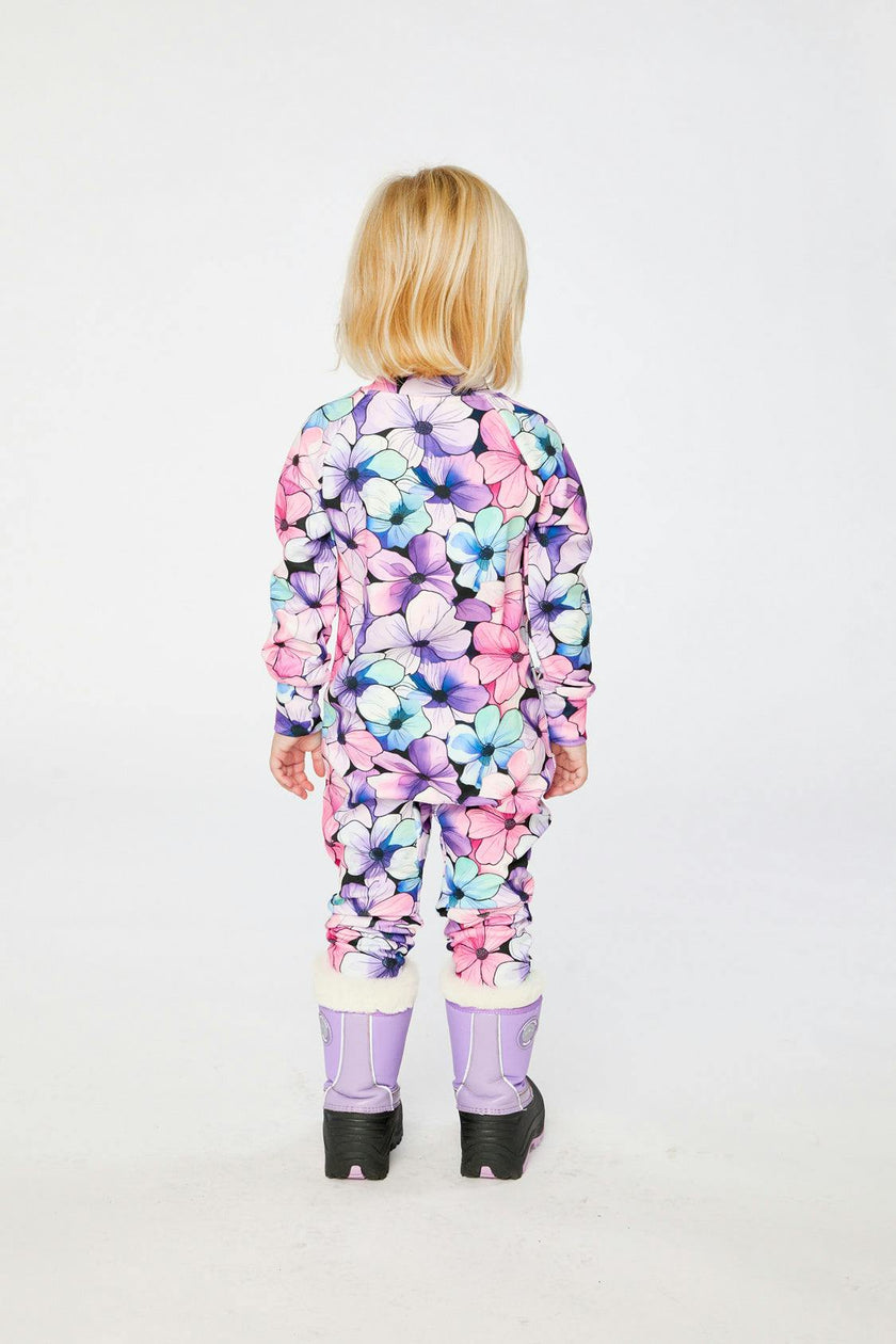 One Piece Thermal Underwear Purple Floral Print