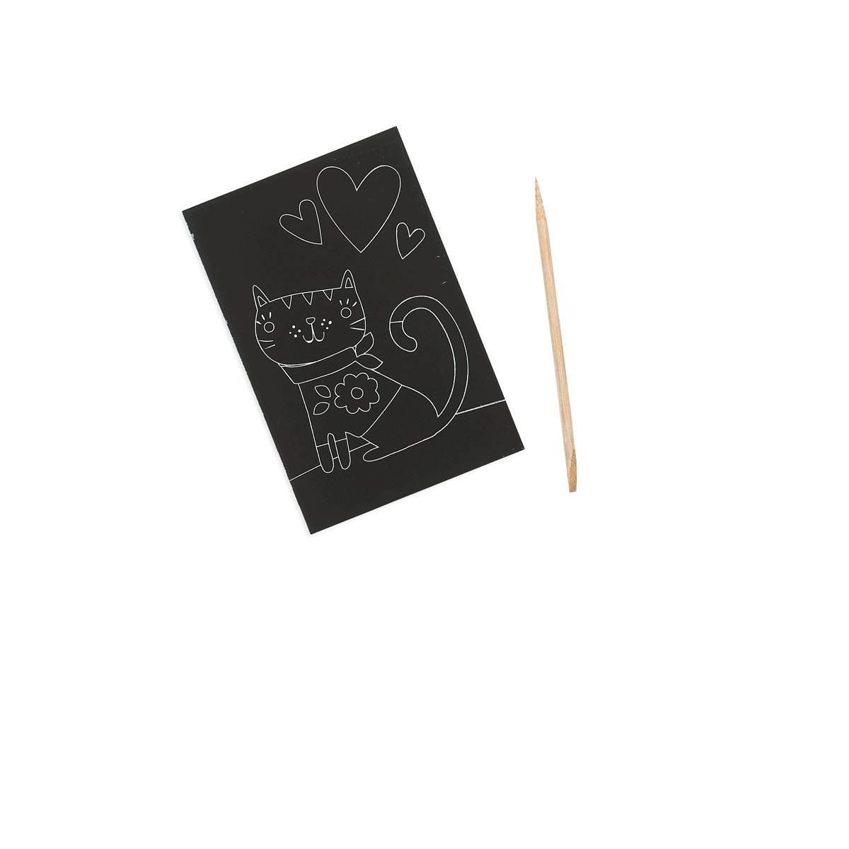 Scratch and Scribble Mini Scratch Art Kit - Cutie Cats - 6 Cards