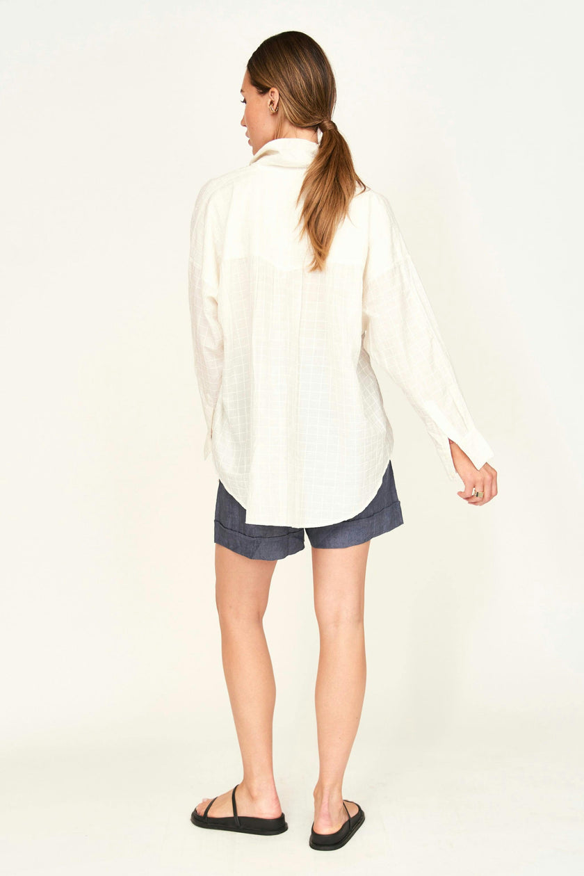 Kyoto Shirt in White Box Stitch