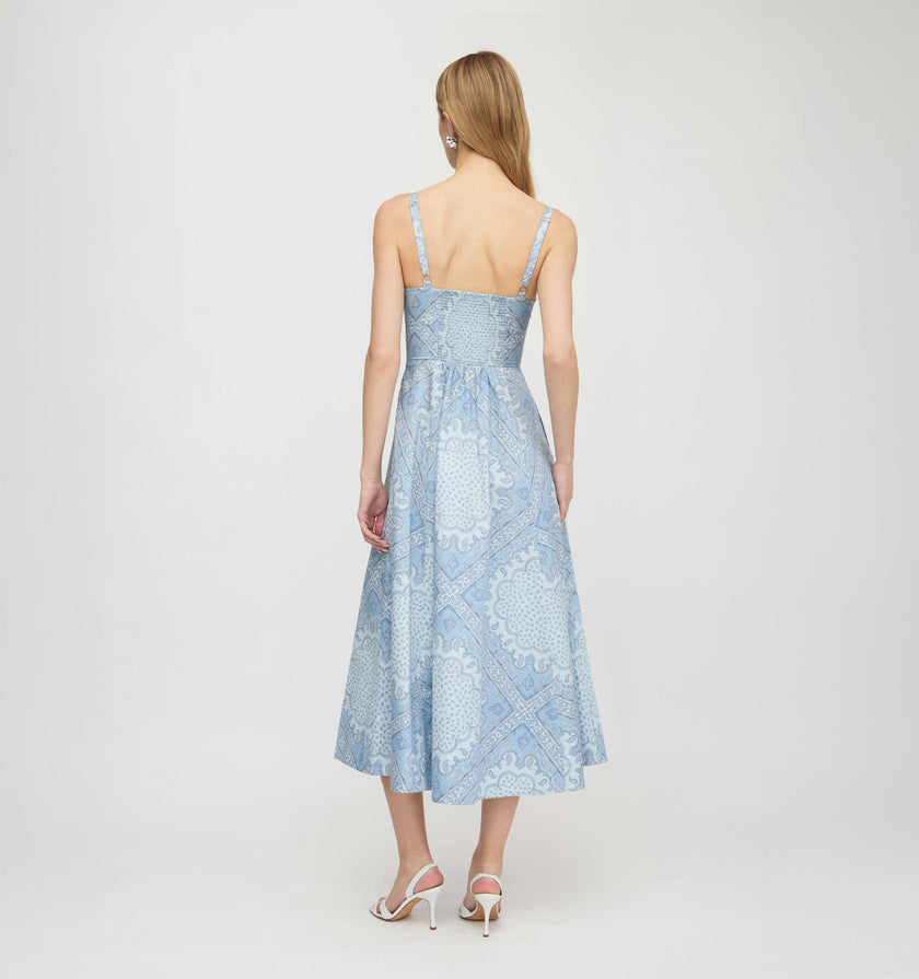 The Margot Dress - Dusty Blue Paisley Scarf