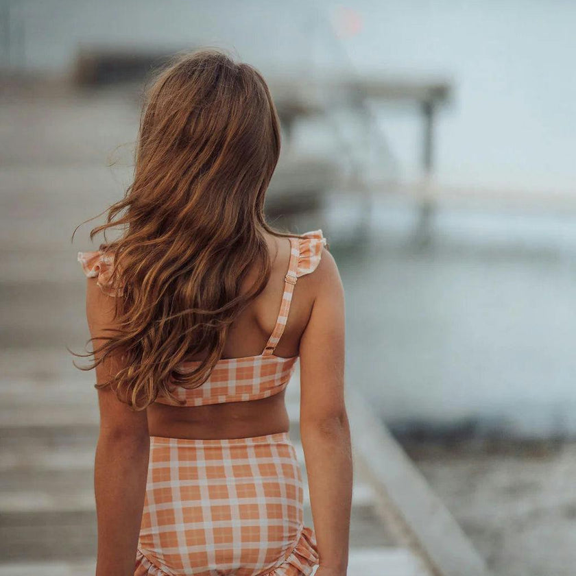 Ruffle 2 Piece Bikini | UPF + Recycled - Buckwheat Plaid
