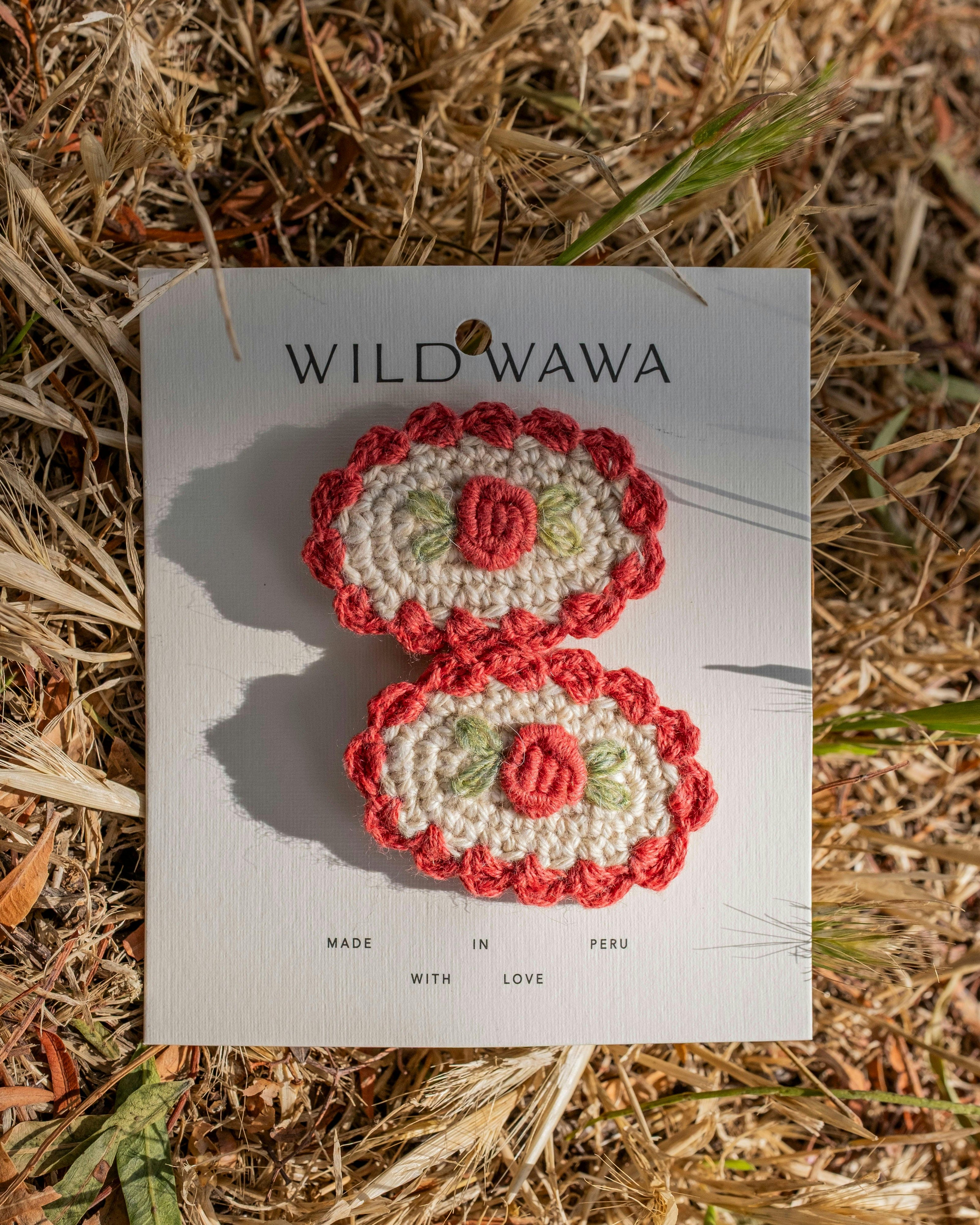 Crochet Clip Set in Rouge Bloom