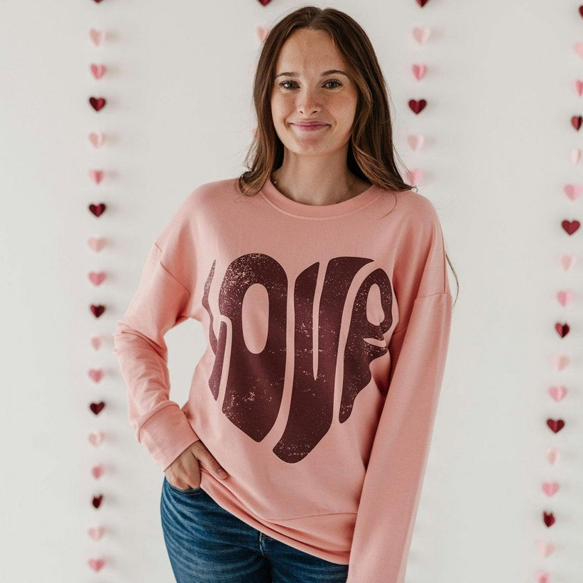 Women's Pullover Love in Rose Brown