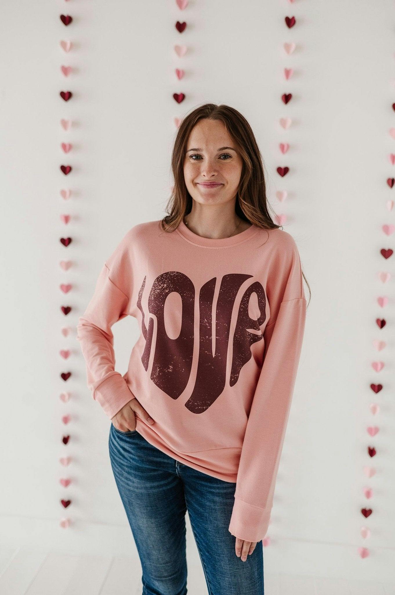 Women's Pullover Love in Rose Brown