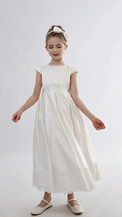 White Pearl-Trim Havenelle Dress