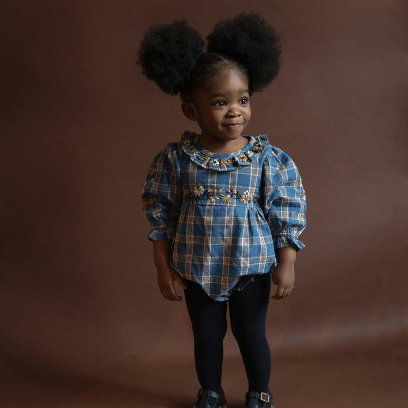 Baby Juniper Embroidered Ruffle Collar Long Sleeve Romper