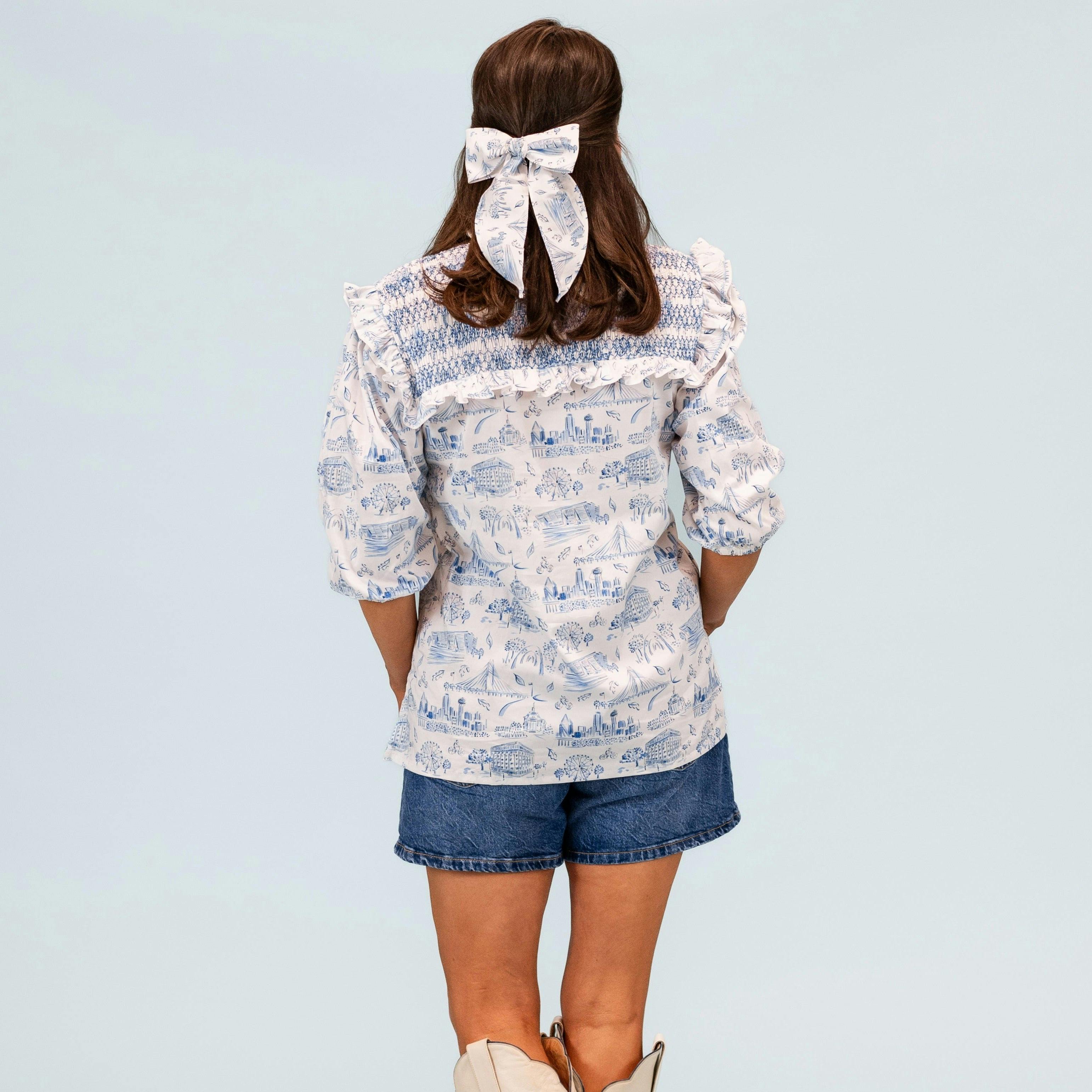Women's Lizzie Shirt - Dallas Print (Blue)