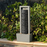 Teamson Home Framed Layered Rock Design Outdoor Water Fountain with Warm Glow Lighting