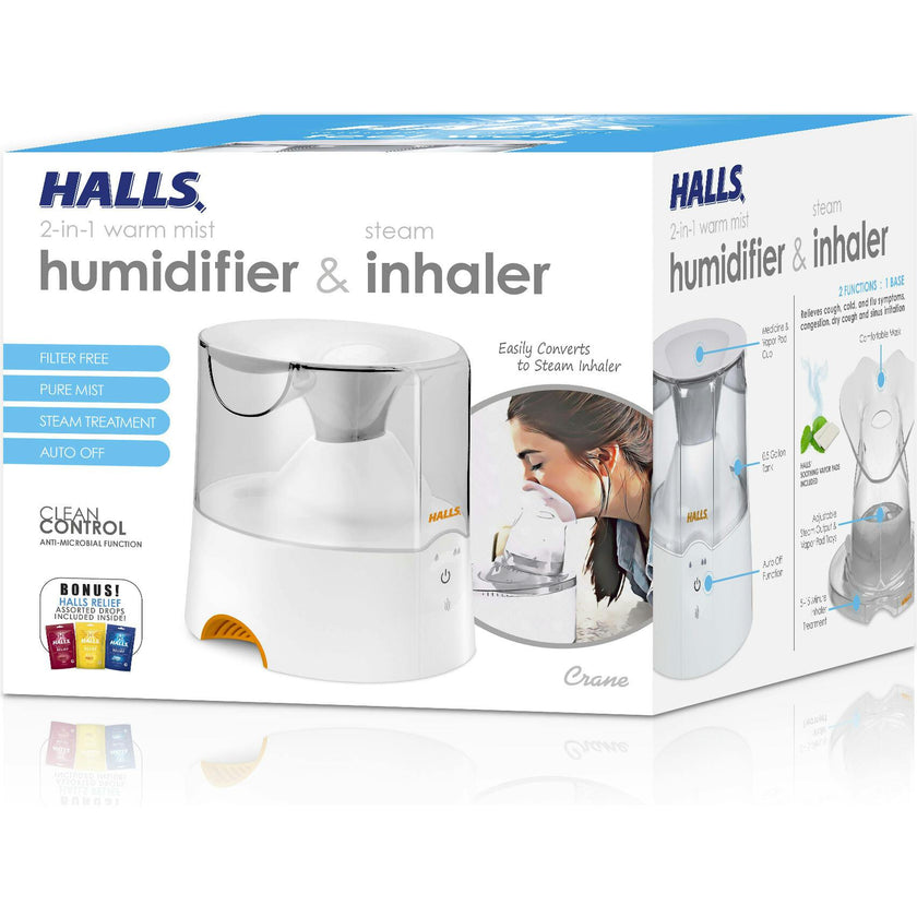 HALLS® 2-in-1 0.5 Gal. Warm Mist Humidifier & Steam Inhaler