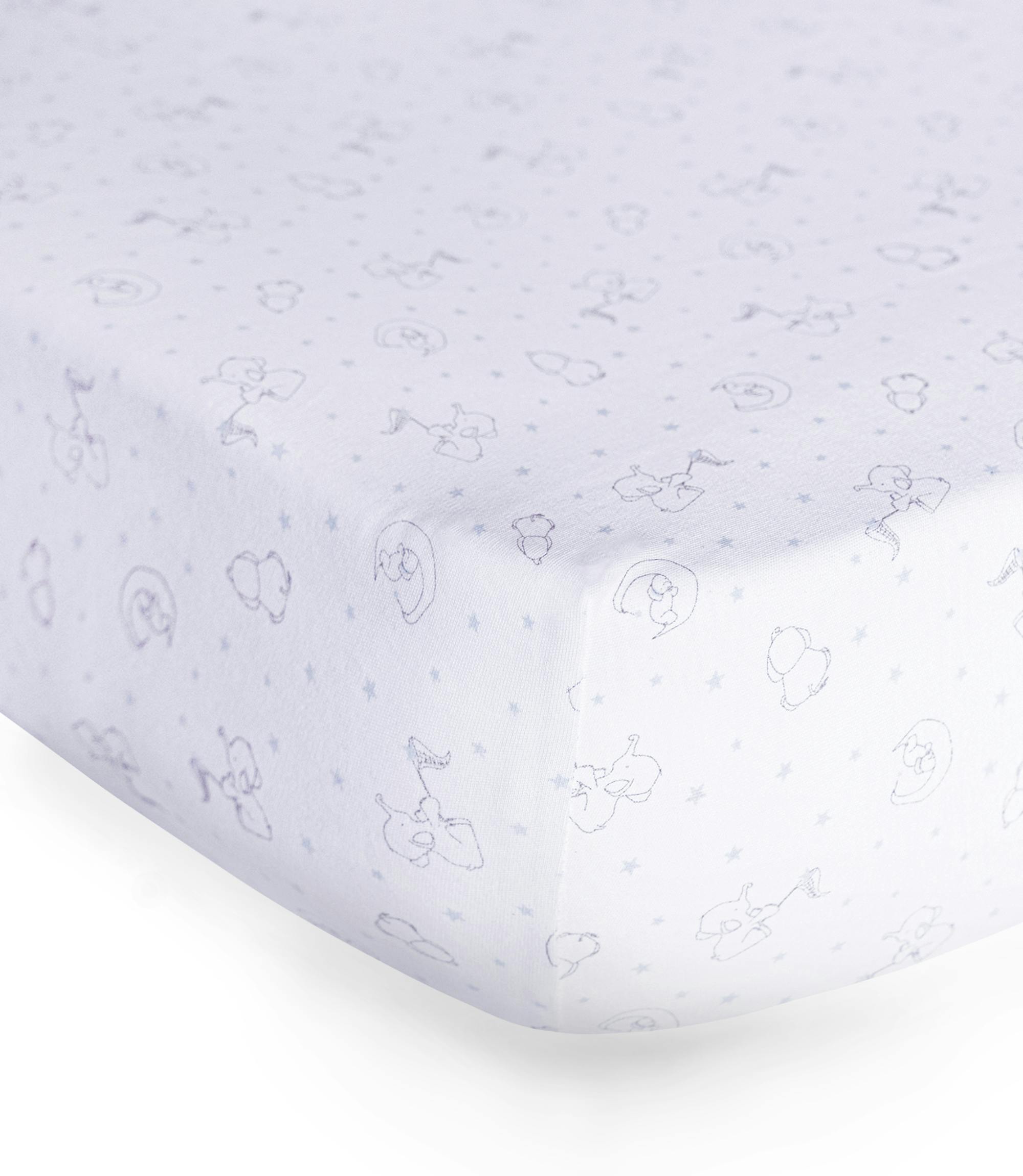 Peruvian Pima Cotton Mini Crib & Pack 'n Play Fitted Sheet – Elephant Sky