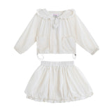 White Lace-Trim Skirt Ensemble
