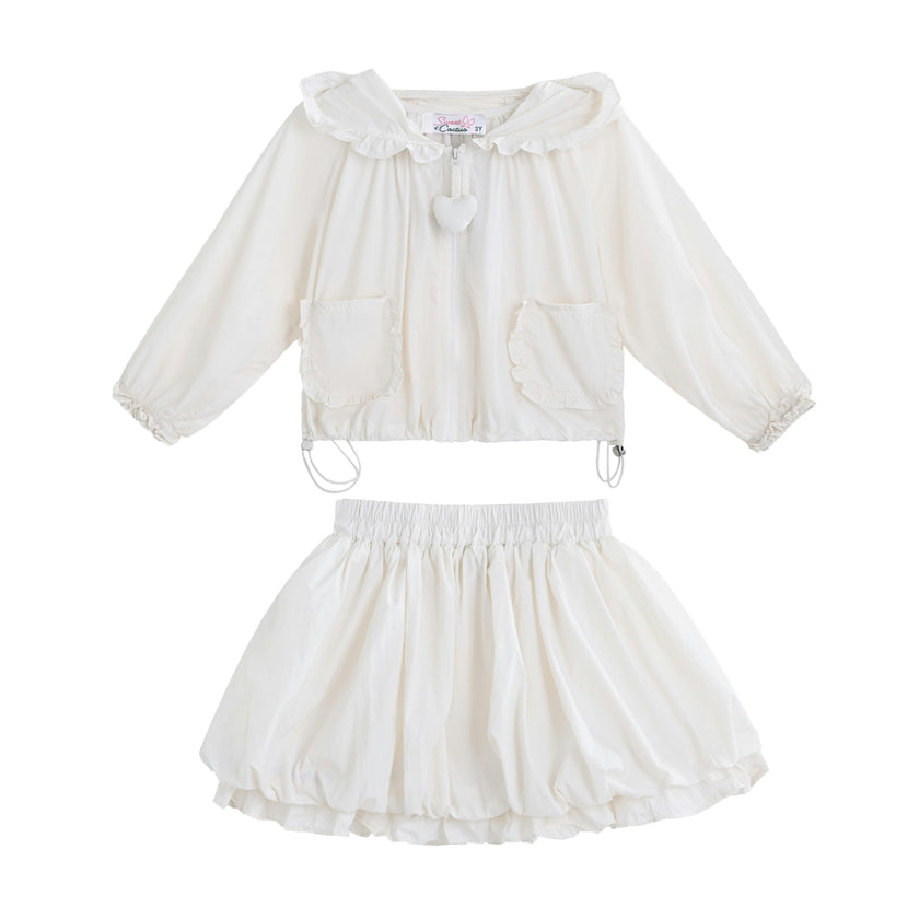 White Lace-Trim Skirt Ensemble