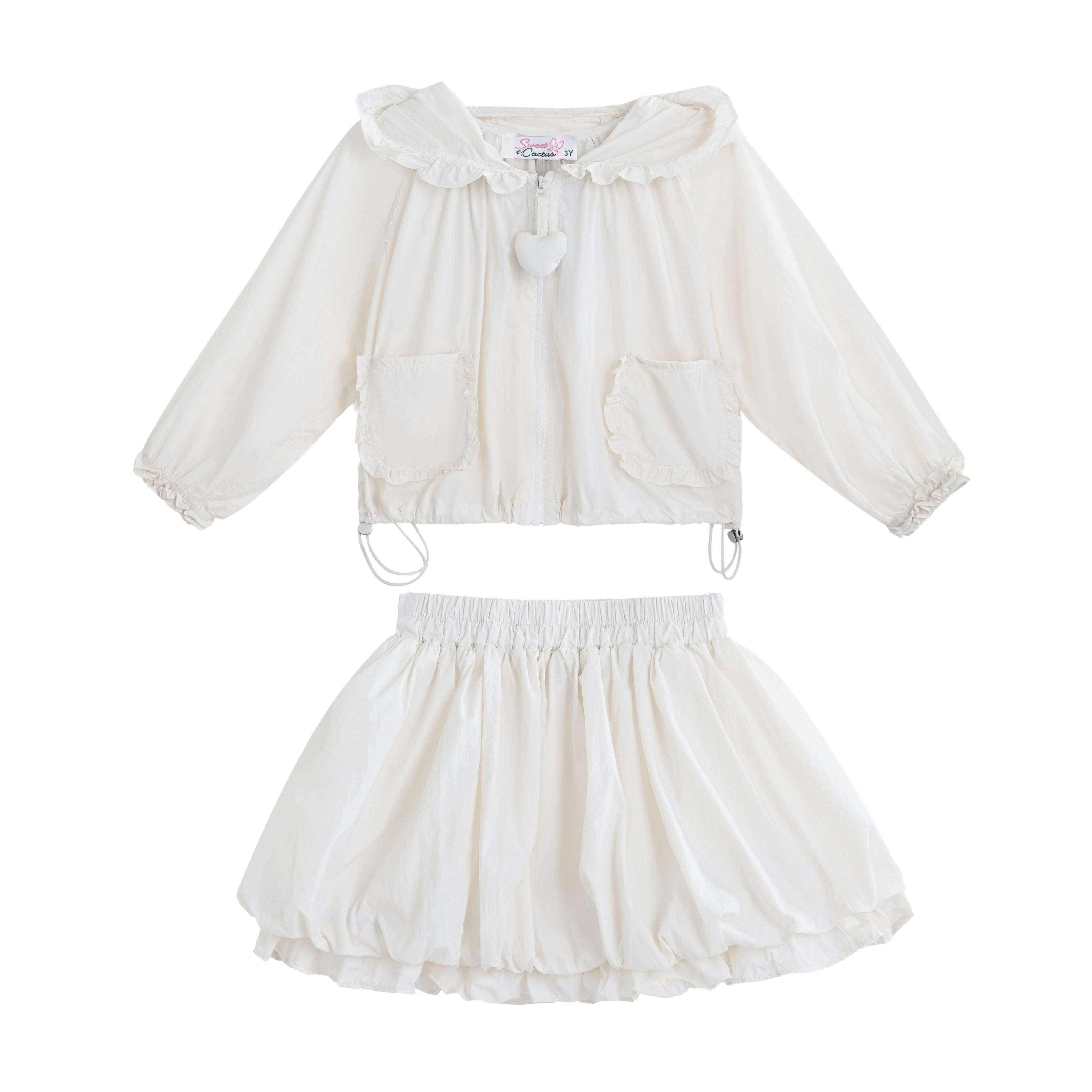 White Lace-Trim Skirt Ensemble