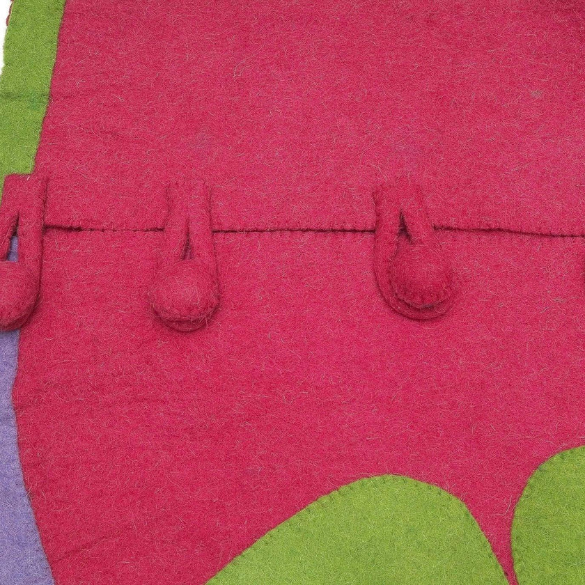 Handmade Christmas Tree Skirt in Felt - Flowers on Pink - 60"