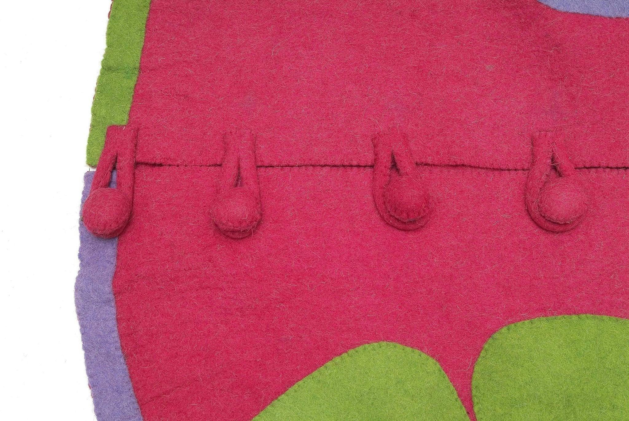 Handmade Christmas Tree Skirt in Felt - Flowers on Pink - 60