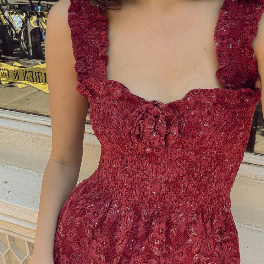 The Rosetta Nap Dress - Claret Lace