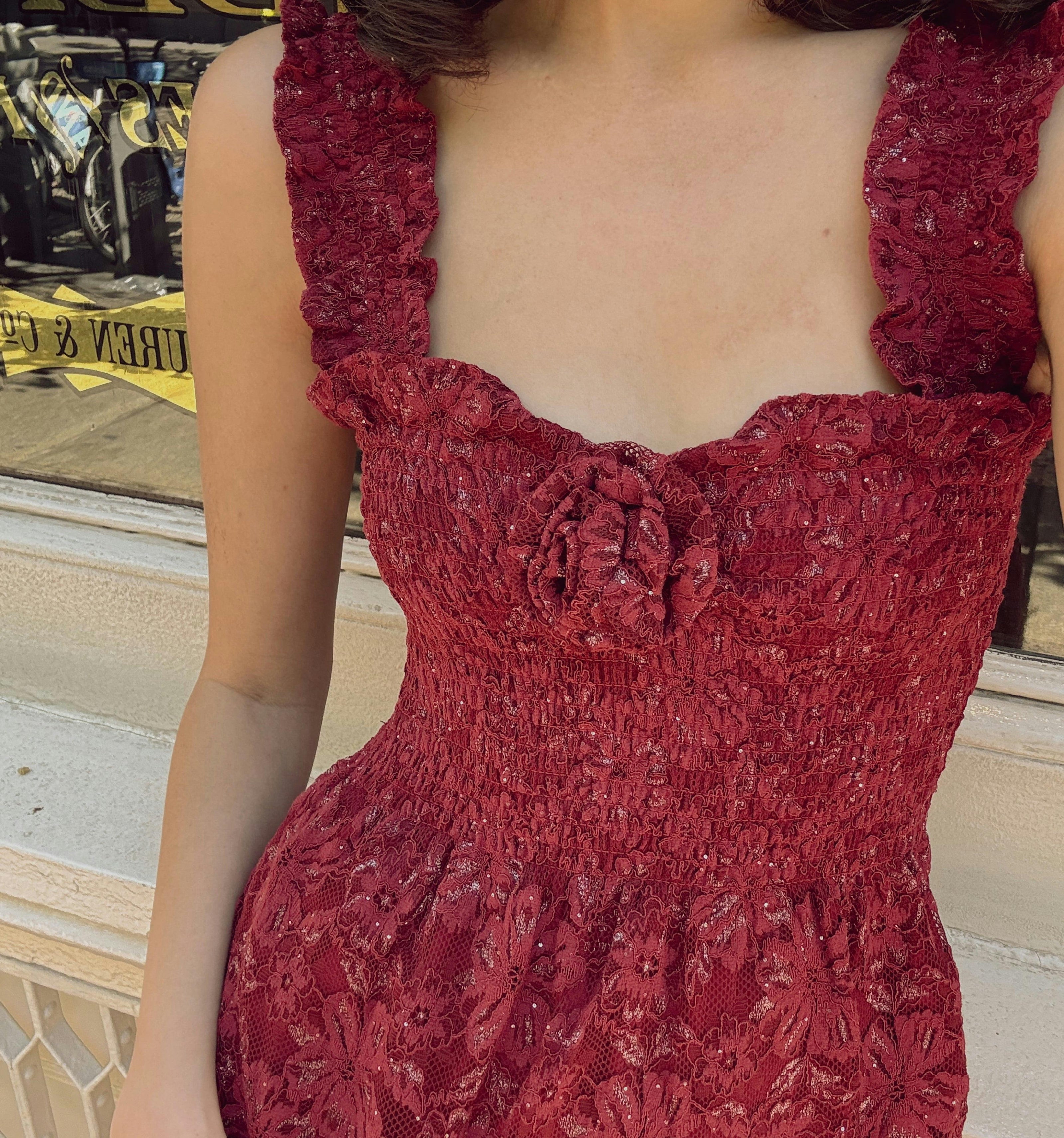 The Rosetta Nap Dress - Claret Lace