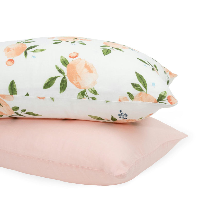 Cotton Muslin Pillowcase 2 Pack - Watercolor Roses Grande 2