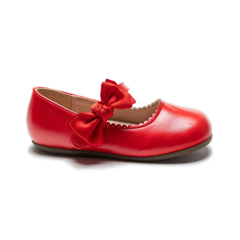 Red Satin Elodie Bow Flats