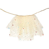 Tulle Celebrations Cape with Multicolor Pom Poms and Gold Glitter Stars