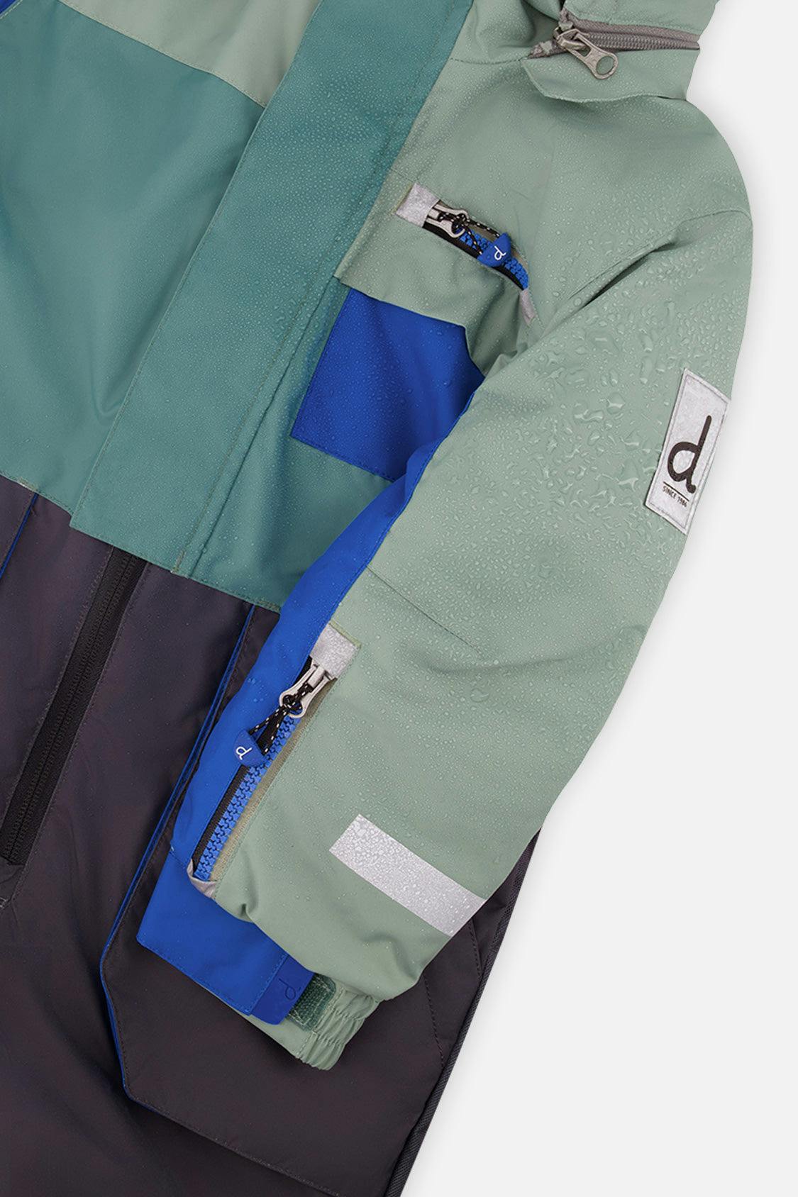 Kids One Piece Play Snowsuit Sage Green And Grey