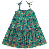 Tie Shoulder Tiered Dress, Green