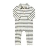 KINGSTON Sage/Cream Stripe Polo Romper