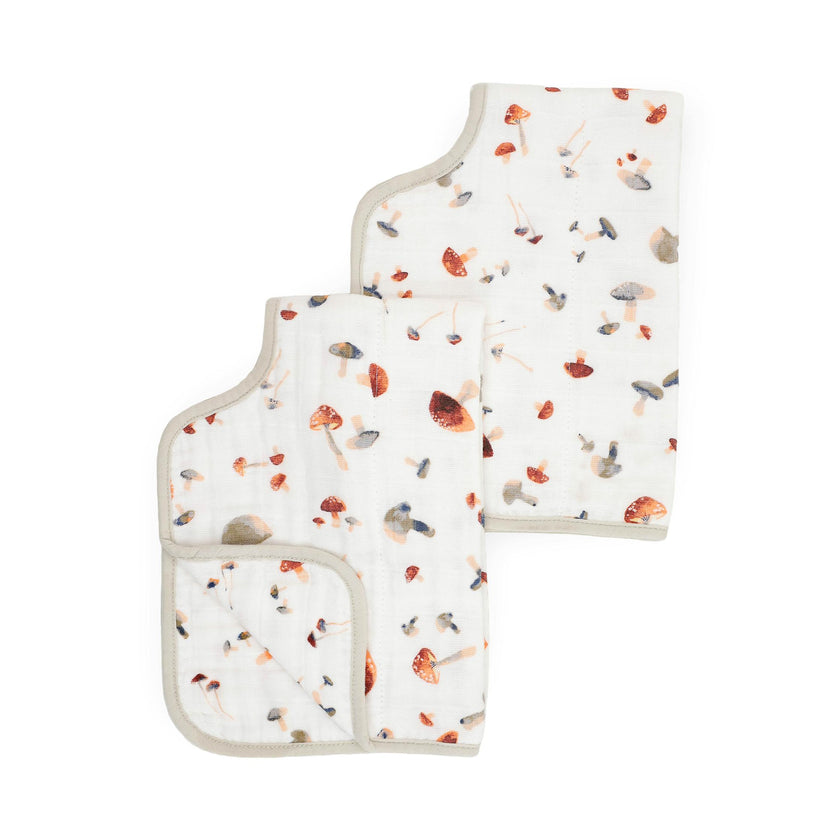 Cotton Muslin Burp Cloth 2 Pack - Mushrooms