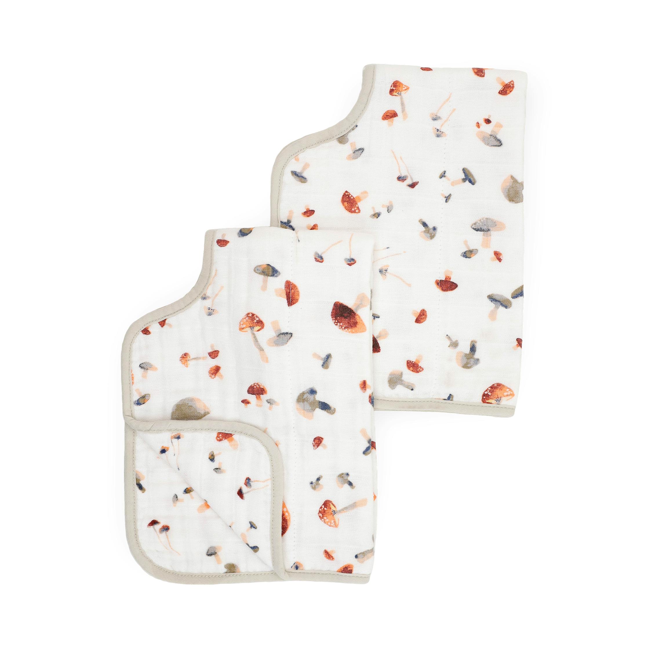 Cotton Muslin Burp Cloth 2 Pack - Mushrooms