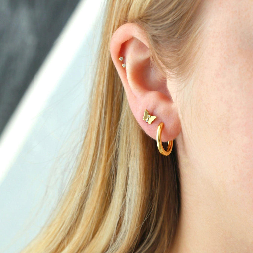 Butterfly Crystal Titanium Flat Back Stud Earring